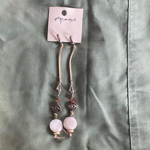 Free People Silver and Cream Eye Dangle Earrings